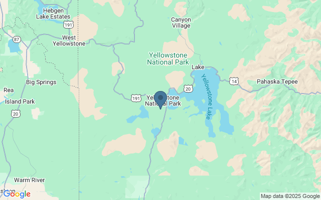 Kaart met locatie Yellowstone National Park